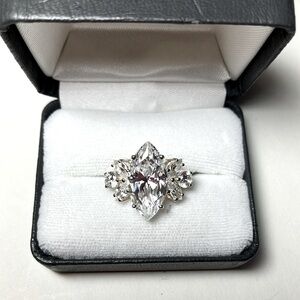 Elegant Diamonique Sterling Silver Marquise Ring